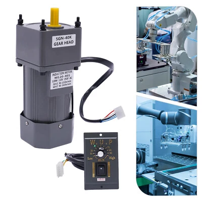 120W Electric AC110V Gear Motor Variable Speed Reduction Controller 1:40 40K - Image 1 of 4