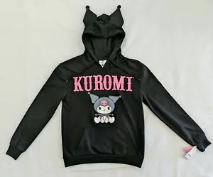 Kuromi by Sanrio Bioworld 3D Plush Ears Hoodie Sweatshirt XS Black Pink New NWT - Picture 1 of 8