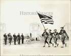 1942 Press Photo American troops march in review in Northern Ireland - nei34551