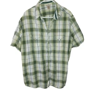 Arizona 2XL Tall Short Sleeve Western Shirt Green Plaid - Picture 1 of 4