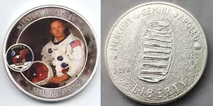 Armstrong NASA Apollo Moon Landing Silver Coin Vintage 1969 Space Rocket Old USA - Picture 1 of 23