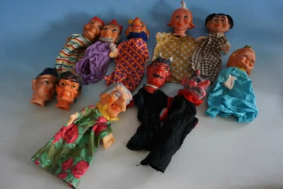 RS0121-078: 11 Figuren Handpuppen Kasper Kasperl Theater u.a. Max und Moritz  - Bild 1 von 4