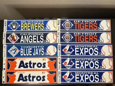 VTG Lot Of 10 WINCRAFT MLB baseball Bumper Stickers, Brewers, Angels, Tigers - Image 1 of 3