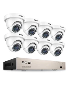 ZOSI 8CH Outdoor Dome Security Camera System 1080p with 5MP Lite DVR for Home - Picture 1 of 10