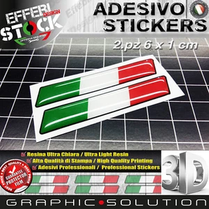 Adesivo Adesivi Sticker 3D ITALY ITALIA FLAG BANDIERA AUTO MOTO 2PZ Resinati - Picture 1 of 1
