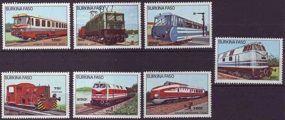 F-EX3385 BURKINA FASO ПОЛНЫЙ КОМПЛЕКТ MNH 1985 ЖЕЛЕЗНОДОРОЖНЫЕ РЕЙЛЫ ЖЕЛЕЗНОДОРОЖНЫЙ ЛОКОМОТИВ. - Изображение 1 из 1