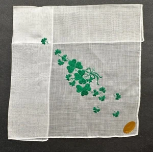 A+ Vintage Neu mit Etikett Baumwolle St. Patrick’s Day Taschentuch Kleeblätter irische Hochzeit Gastgeschenk - Bild 1 von 5