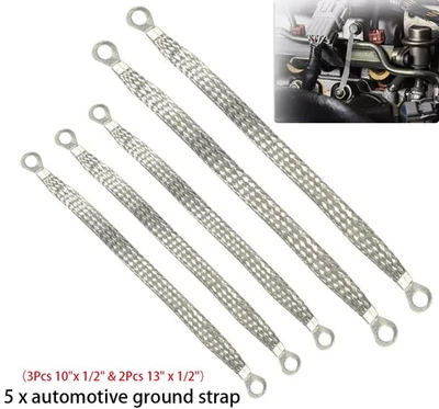 Automotive Ground Strap Kit 3Pcs 10"×1/2" 2Pcs 13"×1/2" Auto Engine Ground Strap - Image 1 of 4