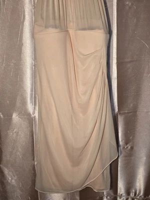 Davids Bridal Ruched Bridesmaid Evening Gown Size 8 Peach Mid-Length Elegant - Image 1 of 4