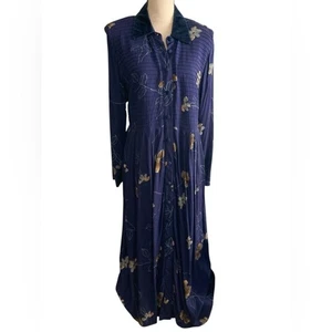 Vintage cottagecore Gardencore floral maxi dress velvet accents tie back 16 WP - Picture 1 of 16