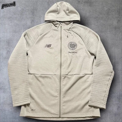Celtic Football Club Hoodie Jacket Mens Gray Full Zip NB Dry Soccer New Balance - Image 1 of 4