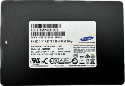 Samsung SSD PM863 1.92TB 2.5" Datacenter Server SATA 6Gb/s 24/7 (MZ7LM1T9HCJM) - Bild 1 von 4