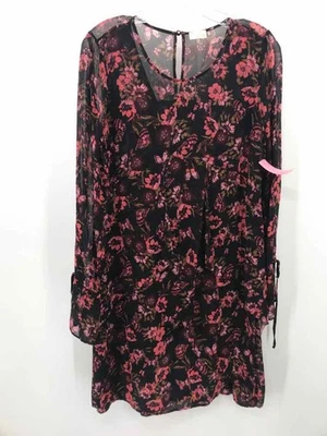 Vestido de segunda mano crudo negro talla pequeña floral hasta la rodilla manga larga Foto 1 de 3