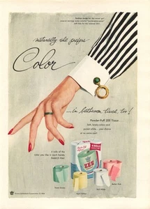 Pañuelo de baño Zee 1954 "Naturally ella prefiere el color" anuncio impreso vintage - Imagen 1 de 1