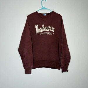 VTG Northeastern University Sweatshirt Mens L Champion Red Boston Collegiate - Picture 1 of 6
