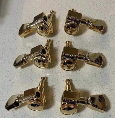 NEW Grover 502 LOCKING Tuners 3x3 Modern Gibson Les Paul KEYSTONE Buttons GOLD - Image 1 of 2