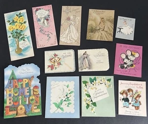 Lot 12 Vintage Grußkarten 50er Jahre + Hochzeit Braut Jahrestag Miller Norcross - Bild 1 von 10