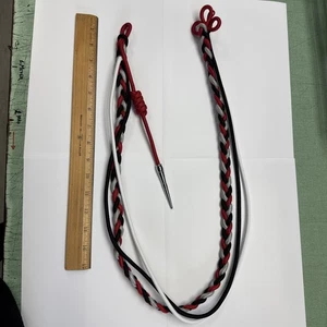 Shoulder Rope - Honor Guard - Black, Red, Silver And White With Silver Tip - 19” - Picture 1 of 4
