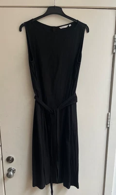 Womens Uniqlo Black Linen Shift Dress with waist belt - Size M - Image 1 of 4