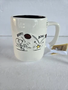 Rae Dunn Peanuts FOOTBALL SNOOPY and WOODSTOCK “GAME DAY” Double Sided Mug - Picture 1 of 5