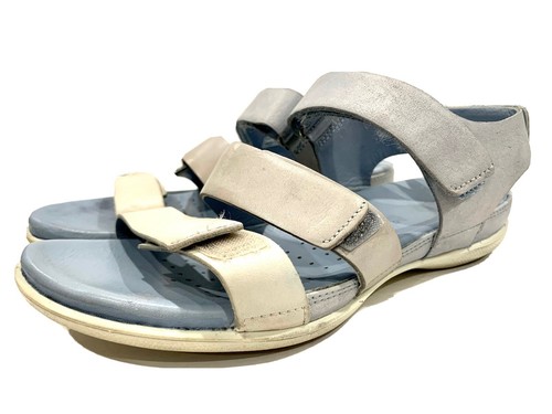 Ecco donna Flash Sandalo bianco grigio blu scarpe con cinturino in pelle misura 6