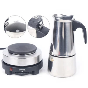 Nueva cafetera espresso italiana Moka de acero inoxidable con estufa eléctrica 220V - Imagen 1 de 13
