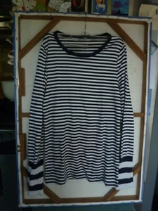 J Crew Knit Goods Navy/White Stripe Long Slve Perfect Fit Shirt Wm Sz XL NWOT - Picture 1 of 3