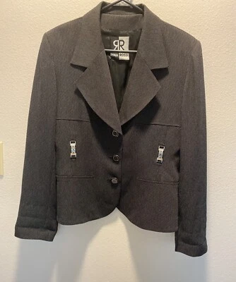 Chaqueta Blazer Rina Rossi De Colección Rara Años 90 Negro/Blanco Hebillas Punto Pin Talla 10 Foto 1 de 4
