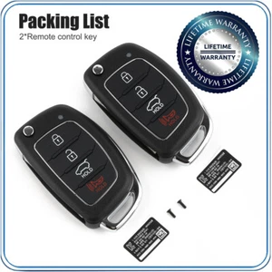 2*Replacement for Hyundai Sonata 2015 2016 2017 Remote Flip Key Fob TQ8-RKE-4F16 - Picture 1 of 13