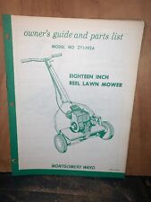 Montgomery Ward 18 inch Reel Mower Model ZYJ-192A Owners Manual,Parts List.