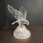 CRISTAL d'ARQUES France CRYSTAL BALD EAGLE With Fish Landing on Frosted Base 