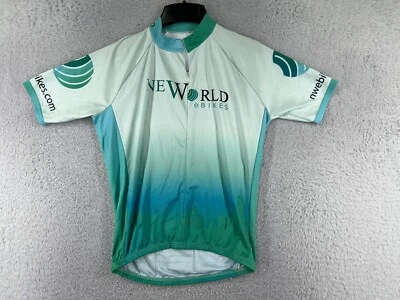 Camiseta New World eBike ciclismo adulto média azul-petróleo 1/2 zíper Gepida bicicletas poli - Imagem 1 de 4