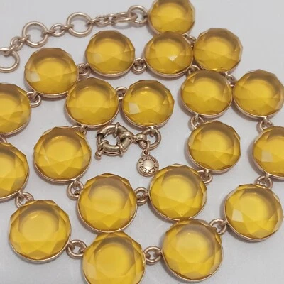 J.Crew Faceted Golden Yellow Amber Statement Necklace Gold Tone Collar - Image 1 of 4