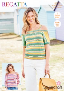 Top da donna Stylecraft Regatta DK modello a maglia 9739 disegni a maglia facili - Foto 1 di 3