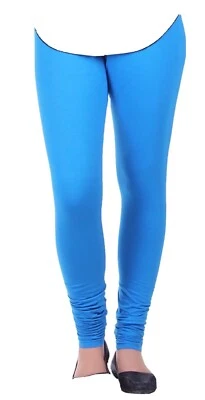 100% Cotton 4 way Stretchable Sky Blue Churidar  Leggings - Image 1 of 4