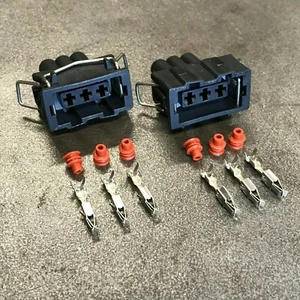 2 SETS VW Audi 3-Pin Female Connectors Terminals & Seals Corrado Mk3 Turn Signal - Foto 1 di 1