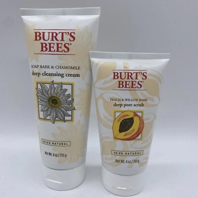 Burt's Bees PEACH & WILLOW BARK 4 oz. Deep Pore Scrub & 6 oz. Cleansing Cream - Image 1 of 4