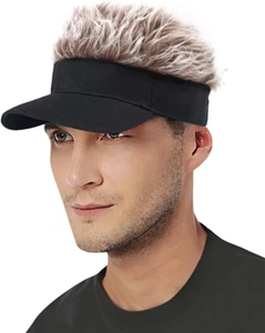 Novelty Hair Visor Cap Wig Peaked Adjustable Baseball Hat with Spiked Hair - Picture 1 of 4