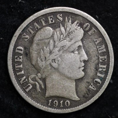 1910 Barber Silver Dime XF RARE OLD COIN B434 UA - Image 1 of 2