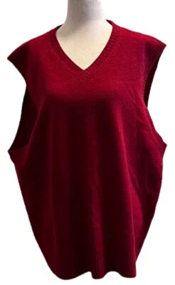 Club Room By Charter Club Lana de Cordero Cuello en V Suéter Chaleco Rojo Para Hombres Talla XLARGE Foto 1 de 4