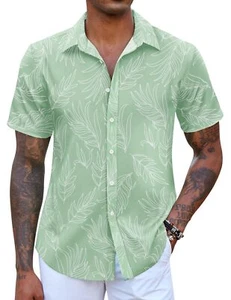 Mens Summer Shirts Floral Hawaiian Shirts Short Sleeve Casual Beach Wear Clot... - Picture 1 of 6