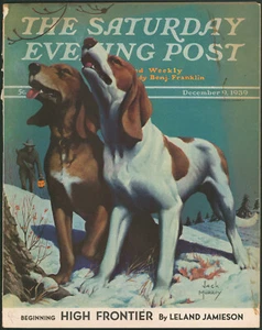 Saturday Evening Post December 9 1939 Coon Hunting Hound Dogs ~Jack Murray Art - Picture 1 of 5