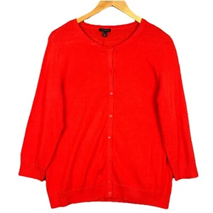 Talbots Cardigan Sweater Womens Sz Large L Red 3/4 Sleeves Button Front Career - Picture 1 of 12