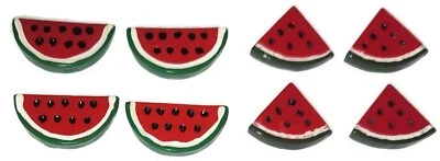 WATERMELON Fruit PUSH PINS Set  8 Handmade Decorative Office Kitchen Board Tack - Image 1 of 4