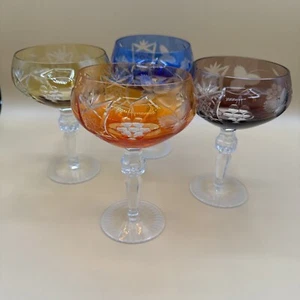 AJKA BOHEMIAN NOR COCKTAIL GLASSES SET OF 4 Brown, Blue, Yellow, and Orange - Picture 1 of 19