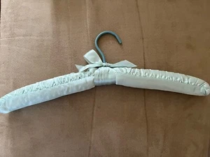 SATIN BOUDOIR Padded HANGER Light Blue with bow-15 inch - Picture 1 of 2