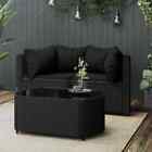 Tidyard 3 Piece Patio  Set With Cushions Black Poly Rattan  Patio Furniture V5n0