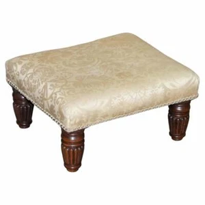 ANTIQUE EARLY VICTORIAN MAHOGANY FOOTSTOOL GILLOWS TURNED LEGS WINGBACK ARMCHAIR - Picture 1 of 7