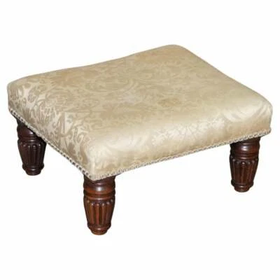 ANTIQUE EARLY VICTORIAN MAHOGANY FOOTSTOOL GILLOWS TURNED LEGS WINGBACK ARMCHAIR - Image 1 of 4