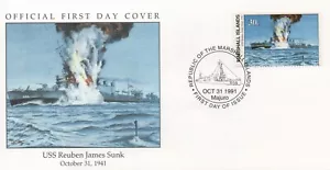 MARSHALL ISLANDS 1991 USS REUBEN JAMES SUNK ERSTER TAG COVER FDC - Bild 1 von 1